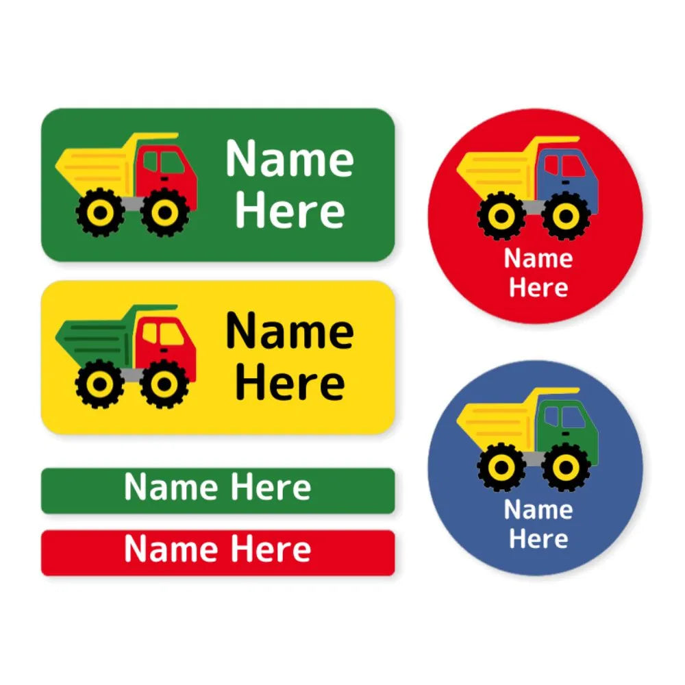 Dump Truck Mixed Name Label Pack – Dinkleboo UK