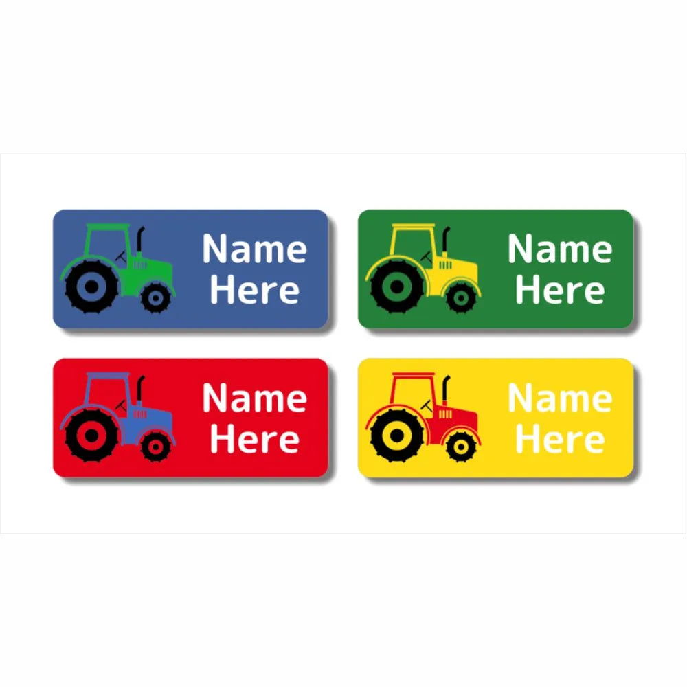 Personalised Tractor Rectangle Name Label for Kids – Dinkleboo UK