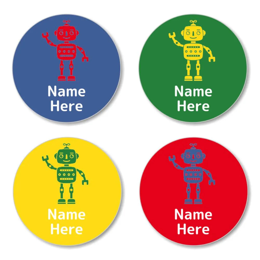 Robot Round Name Labels – Dinkleboo UK