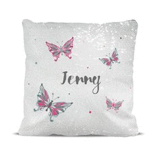 Butterflies Magic Sequin Cushion Cover