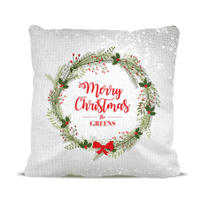 Christmas Wreath Magic Sequin Cushion Cover